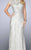 La Femme - 23148 Lace High Neck Cap Sleeves Sheath Evening Gown In Silver