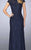 La Femme - 23148 Lace High Neck Cap Sleeves Sheath Evening Gown In Blue