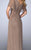 La Femme - 23160 Ruched V Neck Criss Cross Waist Flutter Sleeves Gown In Brown