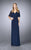 La Femme Ruched V Neck Criss Cross Waist Flutter Sleeves Gown 23160 - 1 Pc Navy In Size 4 Available