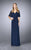 La Femme - 23160 Ruched V Neck Criss Cross Waist Flutter Sleeves Gown In Blue