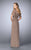 La Femme - 23160 Ruched V Neck Criss Cross Waist Flutter Sleeves Gown In Brown