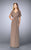 La Femme - 23160 Ruched V Neck Criss Cross Waist Flutter Sleeves Gown In Brown