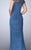 23215 Beaded Illusion Bateau Ruched Evening Dress in Blue
