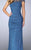 23215 Beaded Illusion Bateau Ruched Evening Dress in Blue