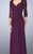 La Femme - 23244 Ruched V-Neck Column Dress In Purple