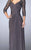 La Femme - 23244 Ruched V-Neck Column Dress In Gray