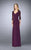 La Femme - 23244 Ruched V-Neck Column Dress In Purple