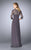 La Femme - 23244 Ruched V-Neck Column Dress In Gray