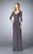 La Femme - 23244 Ruched V-Neck Column Dress In Gray