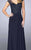 La Femme - 23316 Beaded Illusion V-neck Sheath Dress In Blue