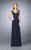 La Femme - 23316 Beaded Illusion V-neck Sheath Dress In Blue