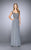 La Femme - 23316 Beaded Illusion V-neck Sheath Dress In Gray