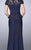 La Femme - 23444 Festooned Peplum Evening Gown In Navy