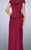 La Femme - Bateau Neck Festooned Peplum Evening Gown 23444 in Red
