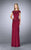 La Femme - 23444 Festooned Peplum Evening Gown In Crimson