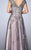 La Femme - 23449 Two Tone Lace Evening Gown In Pink and Gray