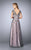 La Femme - 23449 Two Tone Lace Evening Gown In Pink and Gray