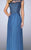La Femme - 23456 Embellished Illusion Bateau Dress In Blue