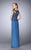 La Femme - 23456 Embellished Illusion Bateau Dress In Blue