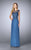 La Femme - 23456 Embellished Illusion Bateau Dress In Blue