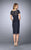La Femme - 23505 Bateau Neck Lace Short Sleeves Peplum Short Dress In Blue