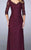 La Femme - 23588 Beaded V Neck Floral Lace Quarter Sleeves Dress In Red
