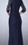 La Femme - 23588 Beaded V Neck Floral Lace Quarter Sleeves Dress In Blue