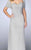 La Femme - 23623 Ruched Sheath Dress with Shoulder Wrap Sheath Dress In Silver