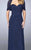 La Femme - 23623 Ruched Sheath Dress with Shoulder Wrap Sheath Dress In Blue