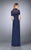 La Femme - 23623 Ruched Sheath Dress with Shoulder Wrap Sheath Dress In Blue