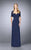 La Femme - 23623 Ruched Sheath Dress with Shoulder Wrap Sheath Dress In Blue