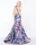 Mac Duggal - 79136M Sleeveless Mikado Mermaid Gown In Blue and Floral
