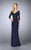 La Femme - Laced V-Neck Column Dress 24857 in Blue
