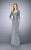 La Femme - 24857 Laced V-Neck Column Dress In Gray