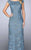 La Femme - 24860 Floral Bateau Neck Cap Sleeves Sheath Long Dress  In Blue