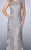 La Femme - 24860 Floral Bateau Neck Cap Sleeves Sheath Long Dress  In Silver