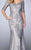 La Femme - 24866 Quarter Sleeve Embroidered Evening Gown In Silver and Pink