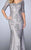La Femme - 24866 Quarter Sleeve Embroidered Evening Gown In Silver and Pink