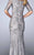 La Femme - 24866 Quarter Sleeve Embroidered Evening Gown In Silver and Pink
