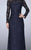 La Femme - 24869 Long-Sleeved Scalloped Lace Evening Gown In Blue