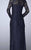 La Femme - Long-Sleeved Scalloped Lace Evening Gown 24869 in Blue