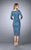 La Femme - 24875 Lace Tea Length Dress In Slate Blue