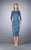 La Femme - 24875 Lace Tea Length Dress In Slate Blue