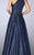 La Femme - 24888 Pleated Halter Evening Gown In Blue