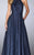 La Femme - 24888 Pleated Halter Evening Gown In Blue