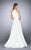 La Femme - 24888 Pleated Halter Evening Gown In White