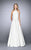 La Femme - 24888 Pleated Halter Evening Gown In White