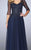 La Femme - Sheered and Sequined Evening Gown 24894 in Blue