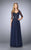 La Femme - Sheered and Sequined Evening Gown 24894 in Blue